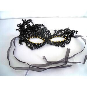 Black lace mask, lace mask, masquerade halloween costume ball bridal prom mask